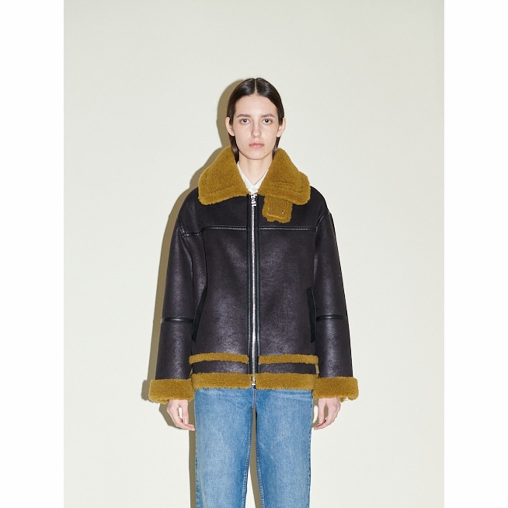 JAKKE Eliza Aviator Jacket Black/avocado Size Medium